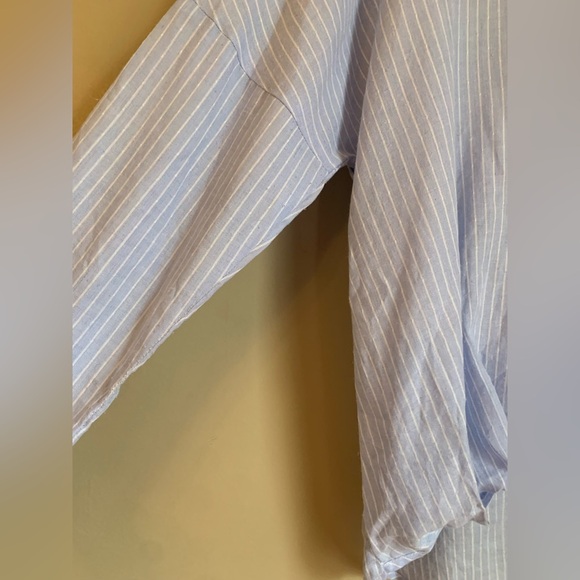 Pol popover blouse bohemian shirt pinstripe coastal grandma minimalist spring - Picture 3 of 8